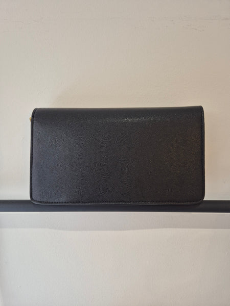 Tabby Faux Pebbled Leather Shoulder Bag In Black