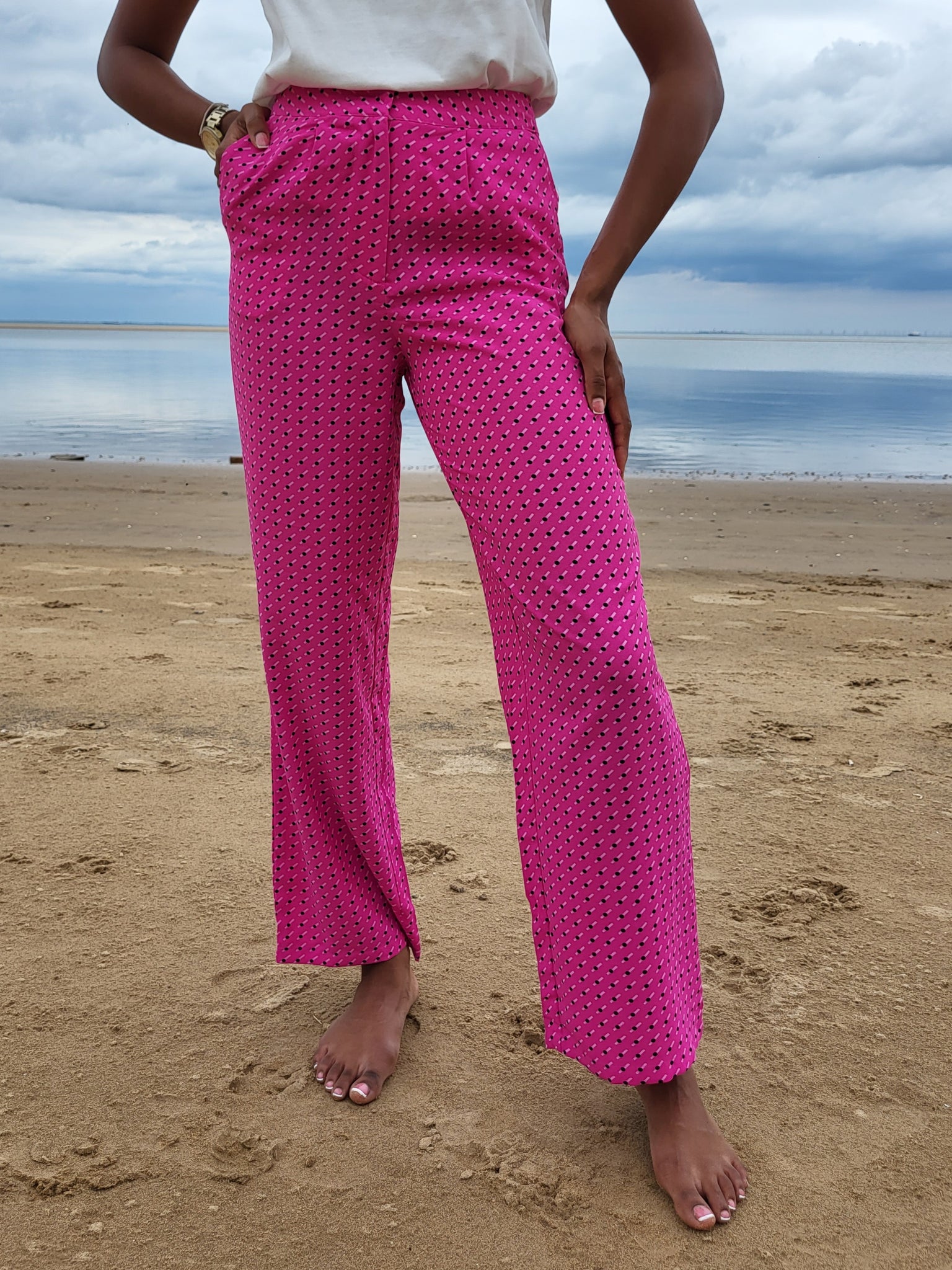 Only Pink Spotty Tailored Trousers