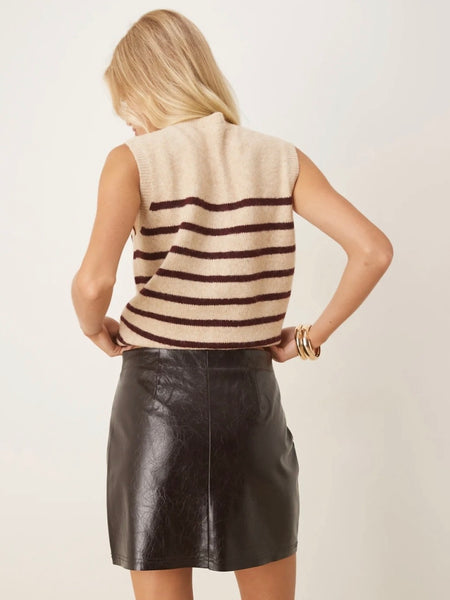 JDY Faux Leather Mini Skirt in Chocolate Brown