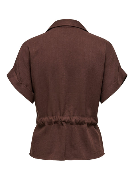 JDY Zip Front Tie Waist Shirt & Short Co-ord Set In Brown - Items Sold Separately