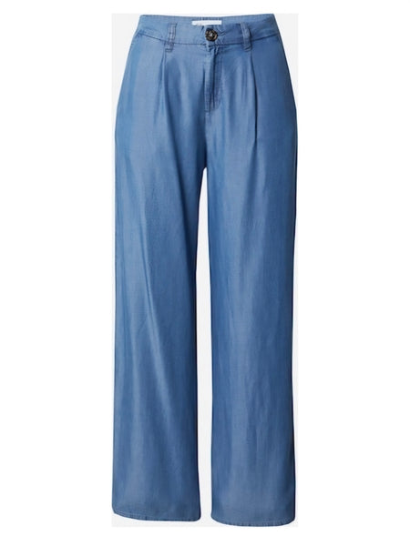 JDY High Waist Wide Leg Trousers In Blue Denim