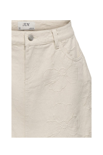 JDY Embroidered Denim Mini Skirt In Ecru