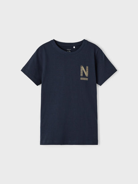 Boys Printed Back Tshirt In Navy
