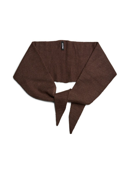 Pieces Triangular Fine Knit Neck Tie Scarf In Chocolate Brown