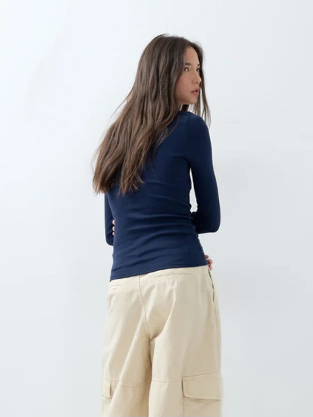 Only Crew Neck Long Sleeve Top In Navy