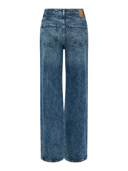 Pieces High Waist Wide Leg Medium Blue Jeans
