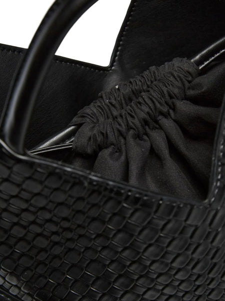 Pieces Woven Crossbody Bag In Black