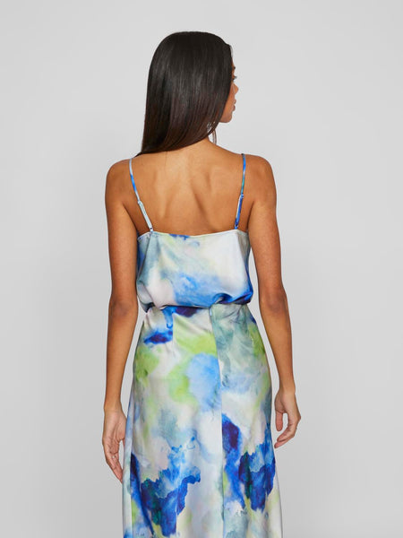 Vila Tie Dye Satin Cowlneck Cami & Midi Skirt Co-ord Set