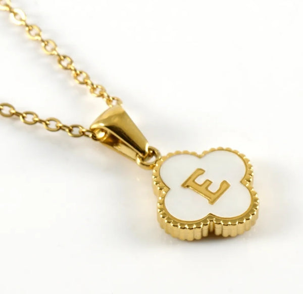 Gold Clover Initial Necklace