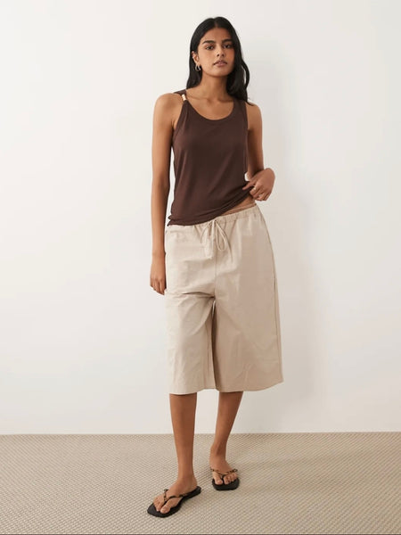 JDY Buckle Detail Jersey Vest Top In Brown