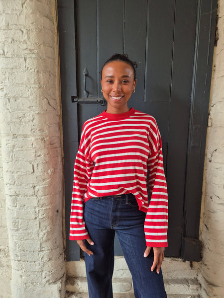 Pieces Red & White Stripe Soft Knit Jumper
