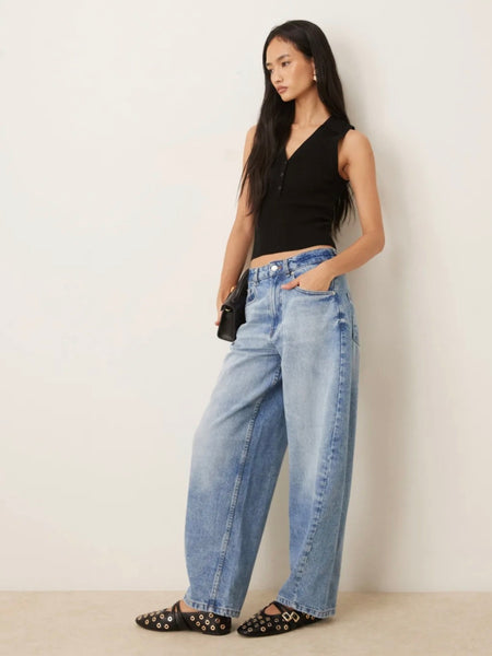 JDY Rib Knit Sleeveless Polo In Black