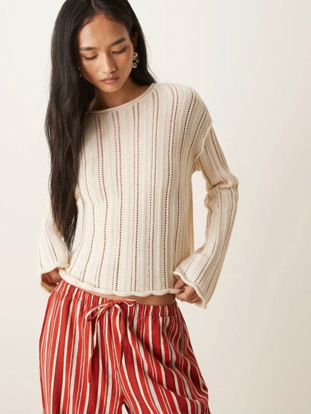 JDY Boat Neck Pullover Knit in Cloud