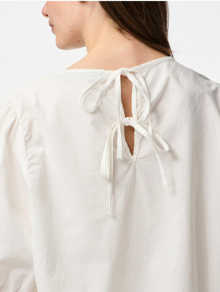 Pieces Short Sleeve Tie Back Top With Embroidery Detail In White
