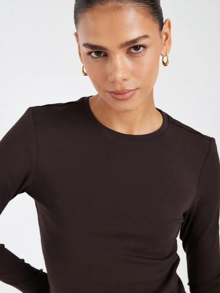 Only Crew Neck Long Sleeve Top In Brown