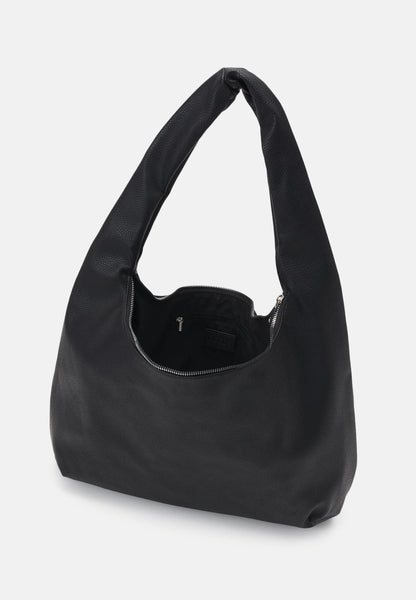 Pieces Oversized Faux Leather Slouchy Tote Bag In Black