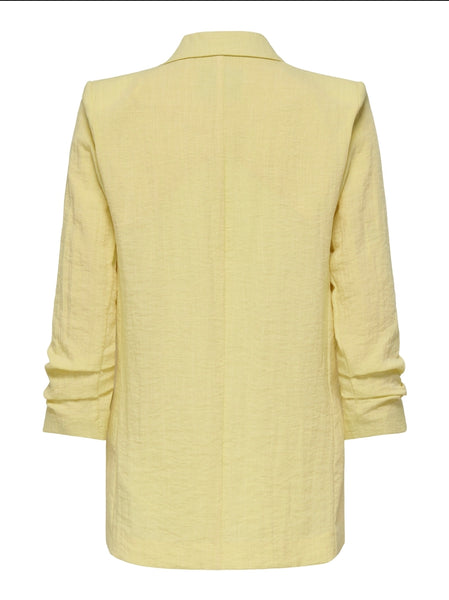 Only 3/4 Sleeve Oversized Linen Look Blazer In Lemon