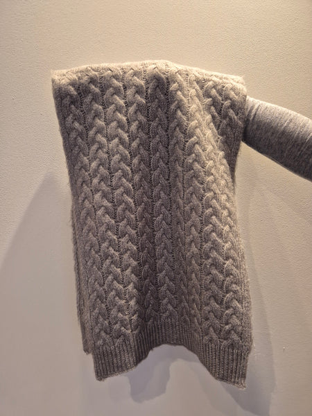 JDY Cable Knit Scarf, Hat & Mittens Set In Grey - Items Sold Separately