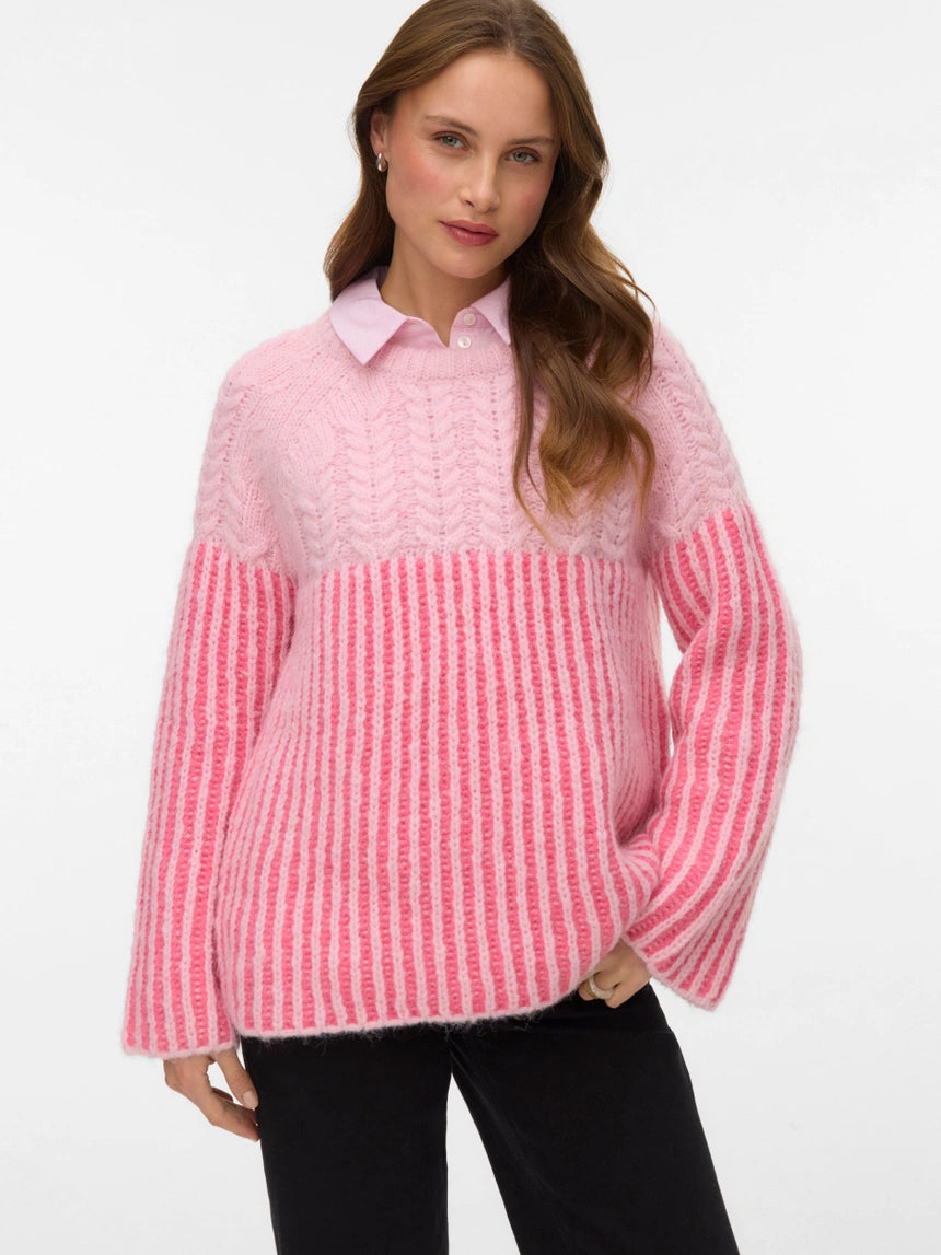 VM Chunky Knit Jumper in Hot Pink