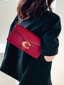 Tabby Faux Leather Shoulder Bag In Red