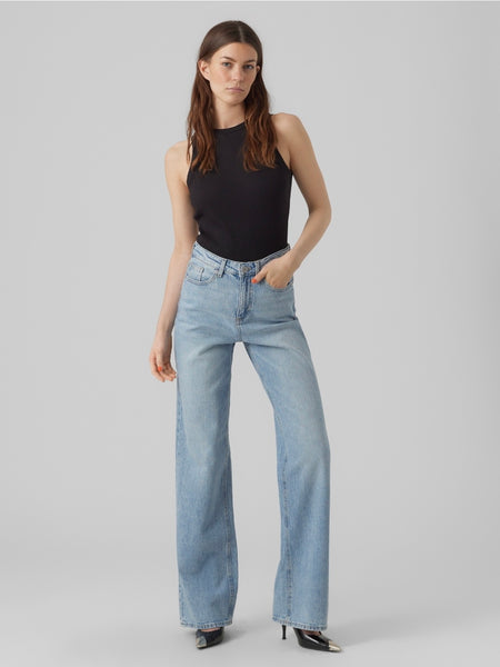 VM Tessa High Waist Wide Leg Jeans In Light Blue