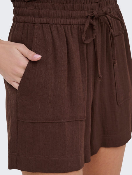 JDY Zip Front Tie Waist Shirt & Short Co-ord Set In Brown - Items Sold Separately