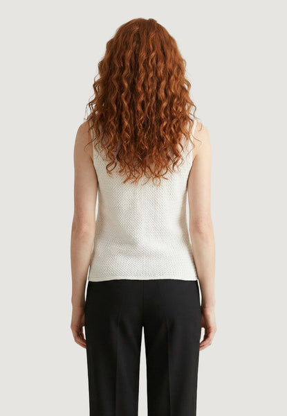 JDY Knitted Button Front Waistcoat In White