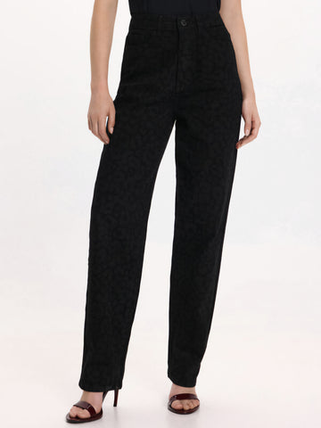 Vila Denim Leopard Straight Leg Jeans Co-ord In Black