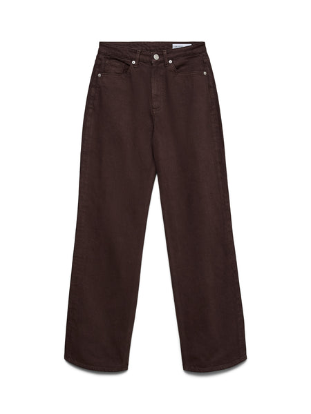VM Tessa High Waist Wide Leg Jeans In Chocolate Brown