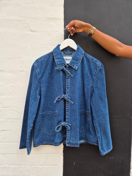 Only Tie Front Denim Jacket