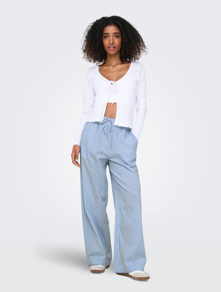 Only Blue Pinstripe Wide Leg Trousers - Co-ord
