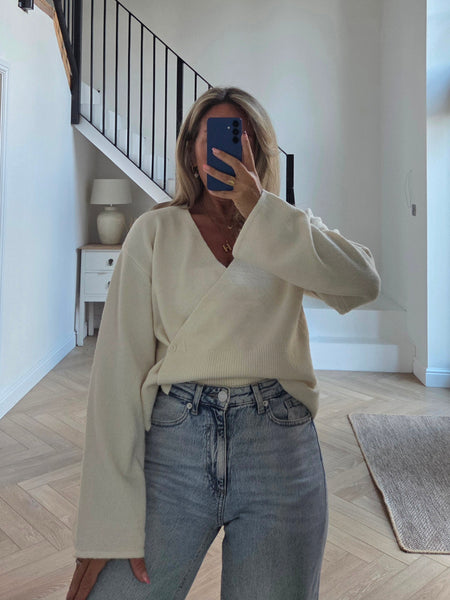Pieces V-neck Wrap Front Knitted Cardigan