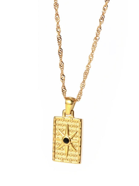 18k Gold Plated Stainless Steel Double-sided Star Pendant Necklace