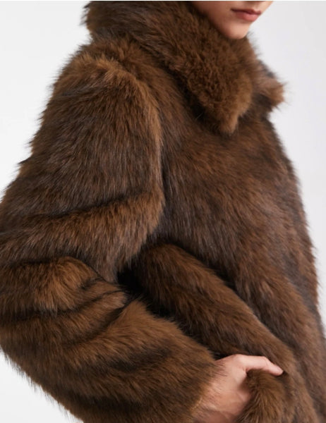 VM Premium Faux Fur Coat in Brown