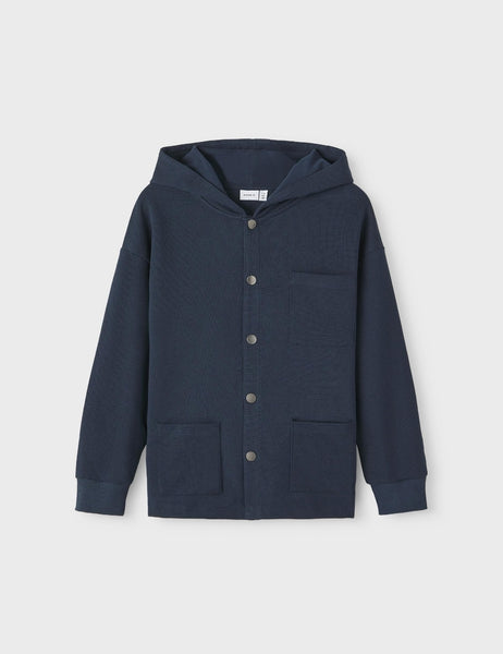 Boys Navy Hooded Shacket
