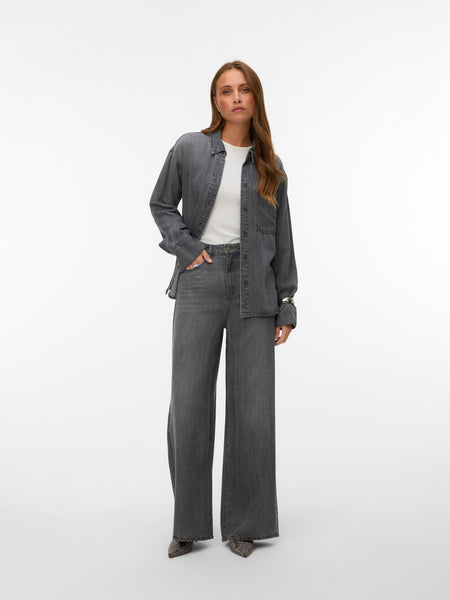 Aware High Waist Wide Leg Jeans In Grey - Part of a Co-ord Set