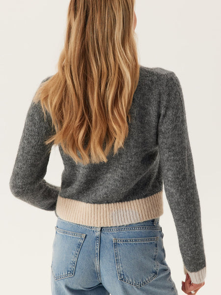 Only Grey Contrast Trim Vneck Knit Cardigan