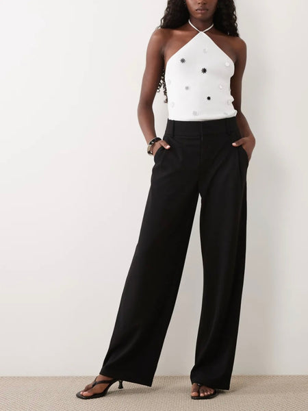 JDY Wide Leg Tailored Trousers In Black