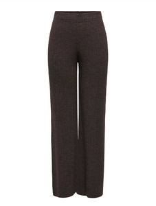 Only Knitted Short Sleeve Top & Wide Leg Trouser Co-ord Set In Brown - Items Sold Separately