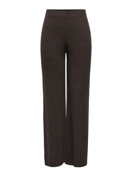 Only Knitted Short Sleeve Top & Wide Leg Trouser Co-ord Set In Brown - Items Sold Separately