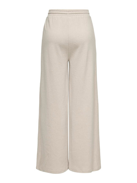 Only High Waist Wide Leg Knit Trousers In Oatmeal