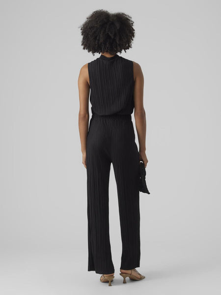 VM Black Plisse Wide Leg Trouser & Sleeveless Top Matching Co-ord