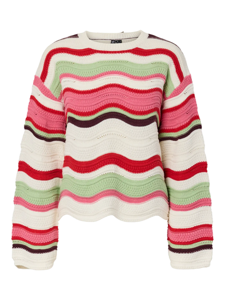 Pieces Scalloped Hem Crochet Knit Jumper