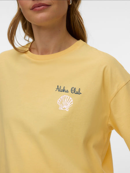VM Short Sleeve Boxy Oversized "Aloha Cub" Tshirt In Lemon