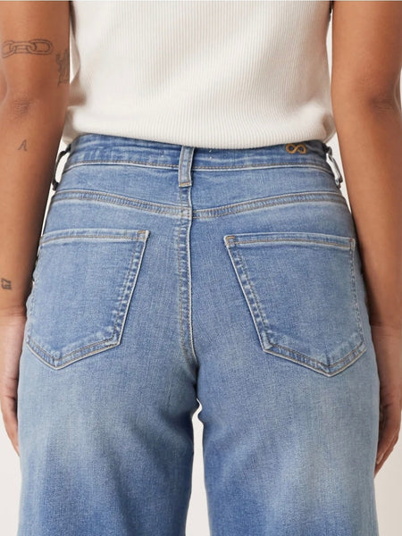 JDY High Waist Wide Leg Jeans In Medium Blue