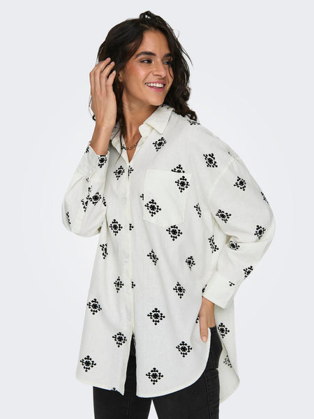 Only Oversized Printed Linen Shirt