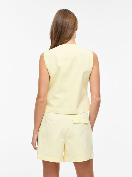 Vila Tailored Waistcoat & Shorts Co-ord Set In Lemon - Items Sold Separately