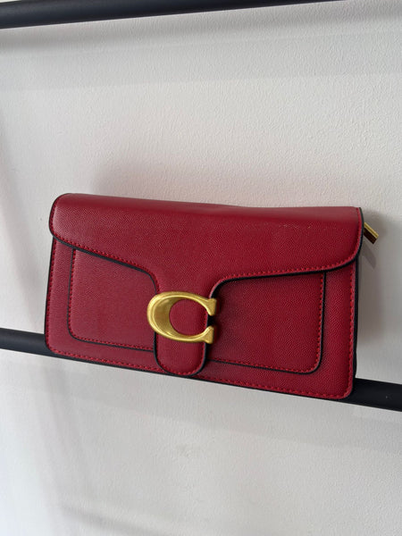 Tabby Faux Leather Shoulder Bag In Red