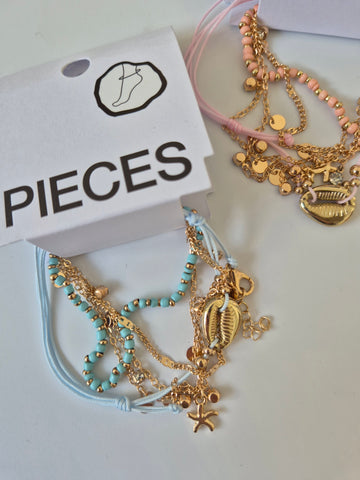 Pieces 5 Piece Summer Seashell Anklet - 2 Colourways Available
