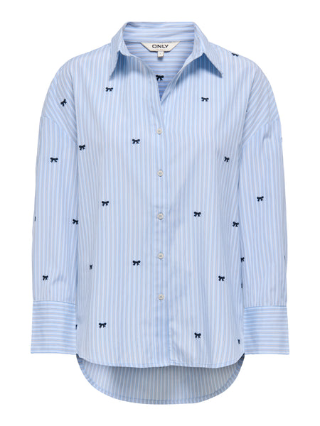 Only Bow Embroidery Shirt In Blue Stripe